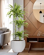 MAR49-AW Напольное кашпо для цветов IDEALIST Премиум Марс, Д49 В38 см, белое, круглое, 55 литров