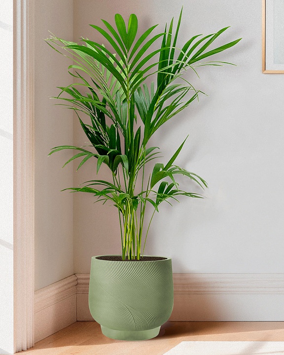 LIR33-GRN Напольное кашпо для цветов IDEALIST Премиум Лира, Д33 В29 см, зеленое, круглое, 22 литра