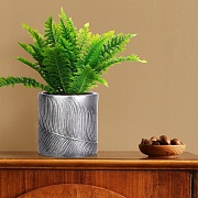 Настольное кашпо IDEALIST LITE Лист, файберстоун, серебристое, Д24 В24 см