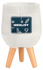 Напольное кашпо IDEALIST LITE Страйп на ножках, овальное, слоновая кость, Д20.5 В32 см, высота ножек 10 см