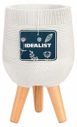 Напольное кашпо IDEALIST LITE Страйп на ножках, овальное, слоновая кость, Д20.5 В32 см, высота ножек 10 см