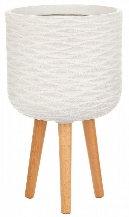 Напольное кашпо IDEALIST LITE Паттерн на ножках, круглое, слоновая кость, Д30 В49 см, высота ножек 22 см