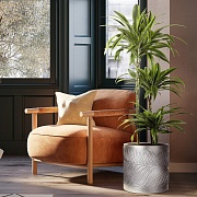 Настольное кашпо IDEALIST LITE Лист, файберстоун, серебристое, Д37 В37 см