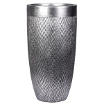 Напольное кашпо IDEALIST LITE Лотус Высокое, круглое, серебряное, Д30 В58 см