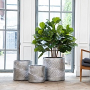 Настольное кашпо IDEALIST LITE Лист, файберстоун, серебристое, Д31 В31 см