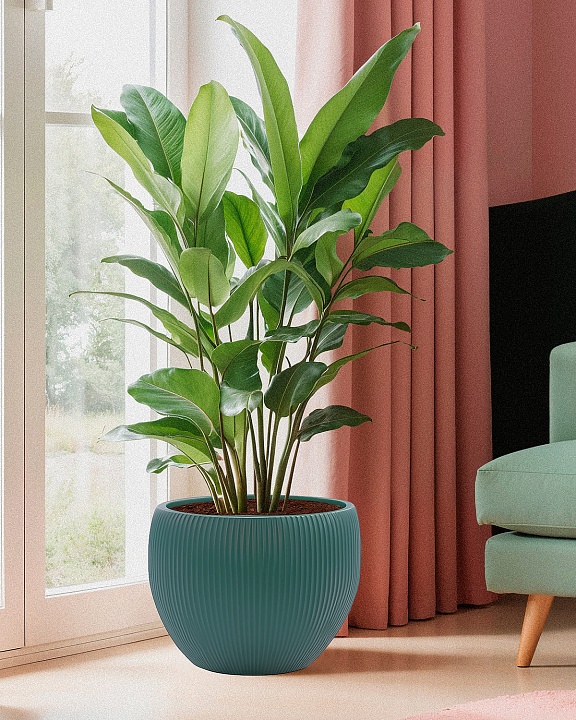 MAR36-GRN Напольное кашпо для цветов IDEALIST Премиум Марс, Д36 В29, изумрудное, круглое, 20 литров