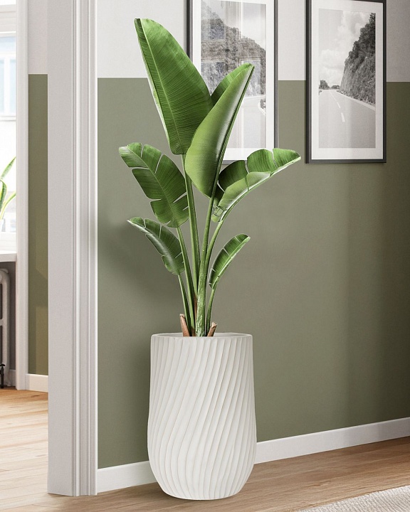 VEL35-BB Напольное кашпо для цветов IDEALIST Премиум Велюр, высокое, Д35 В55 см, цвет айвори, 45 литров