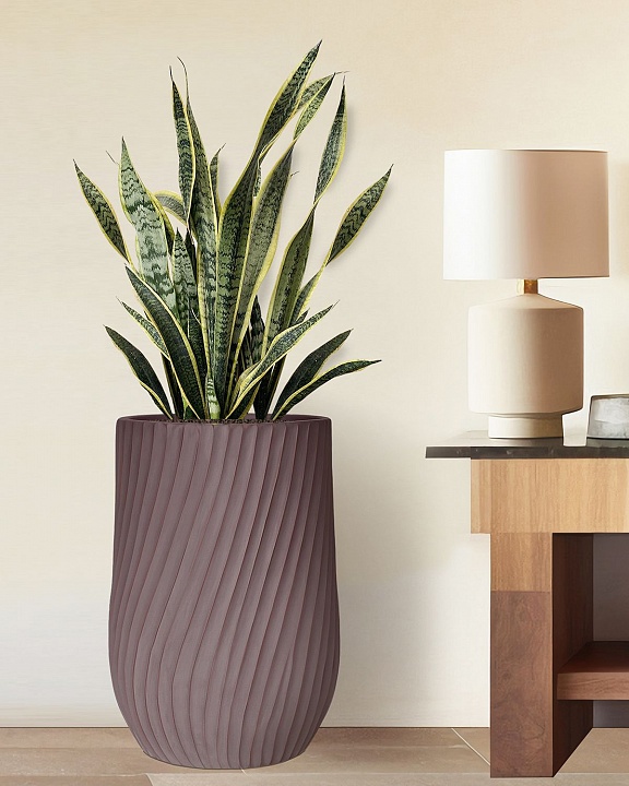 VEL48-BRN Напольное кашпо для цветов IDEALIST Премиум Велюр, высокое, Д48 В74 см, цвет кофе, 120 литров