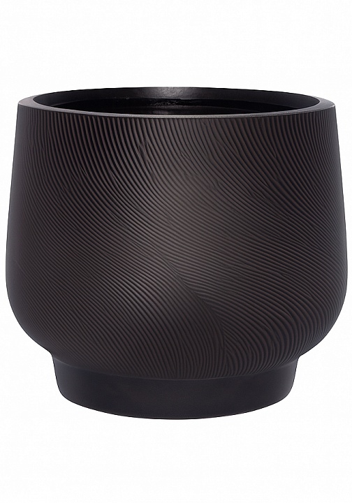 LIR24-BLK Настольное кашпо для цветов IDEALIST Премиум Лира, Д24 В21 см, черное, круглое, 10 литров