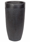 Кашпо Лотус Высокое Круглое, файберстоун, темно-серое ,D30H58 cm