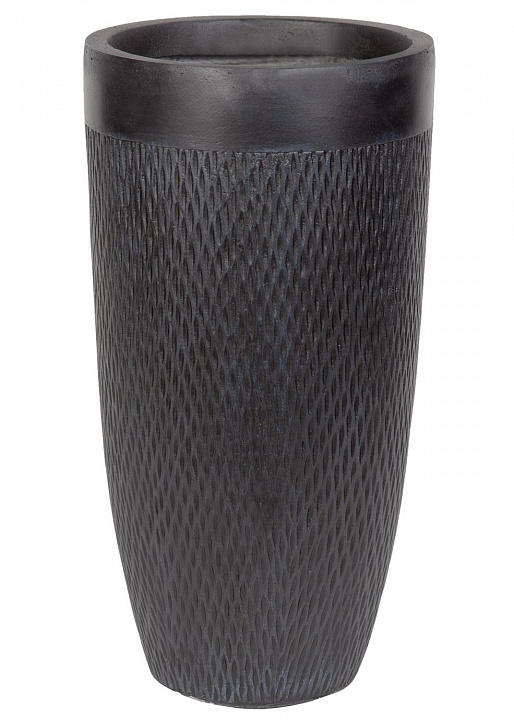 Кашпо Лотус Высокое Круглое, файберстоун, темно-серое ,D30H58 cm
