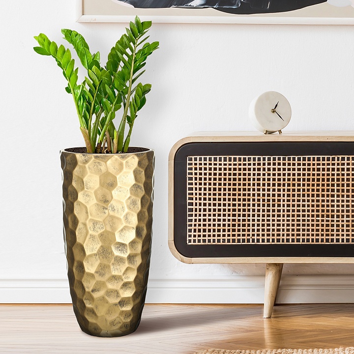 Кашпо Мозаик Ваза, файберстоун, золото,D23H46 cm