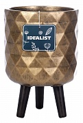 Напольное кашпо IDEALIST LITE Даймонд с подставкой, файберстоун, золотистое, Д24 В35 cм, высота ножек 10 см
