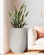 VEL48-BB Напольное кашпо для цветов IDEALIST Премиум Велюр, высокое, Д48 В74 см, цвет айвори, 120 литров