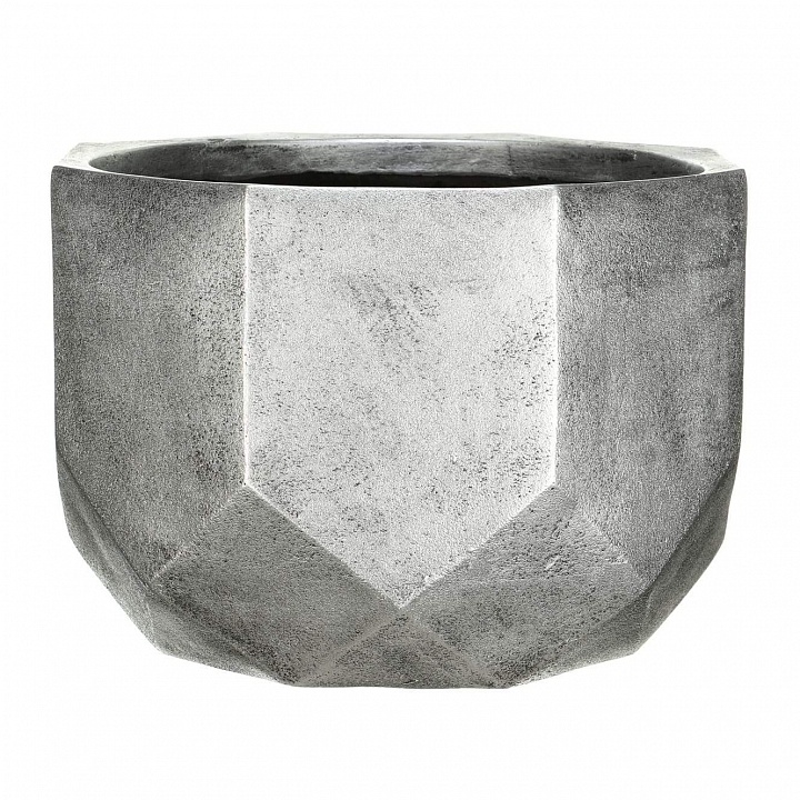 Напольное кашпо IDEALIST LITE Геометри, круглое, серебряное, Д46 В32 см