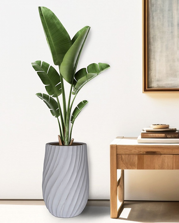 VEL24-LG Напольное кашпо для цветов IDEALIST Премиум Велюр, высокое, Д24 В40 см, светло-серое, 15 литров