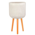 Напольное кашпо IDEALIST LITE Лотус Высокое на ножках, круглое, слоновая кость, Д44 В83 см, высота ножек 42 см