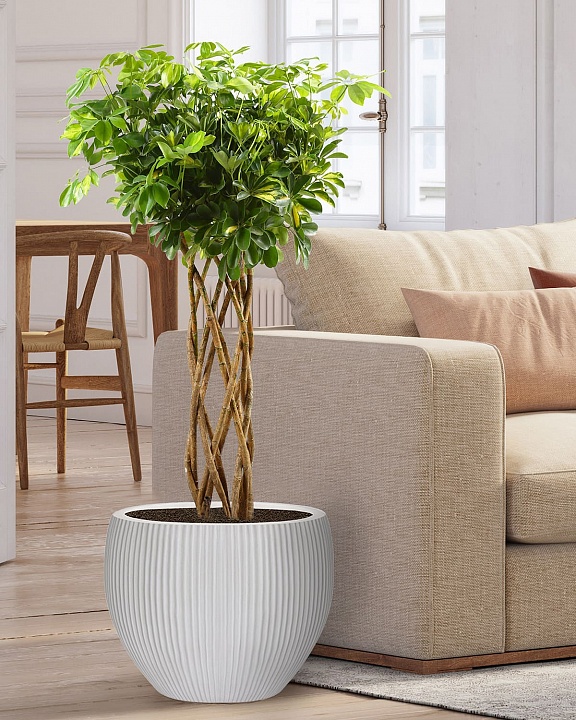 MAR36-AW Напольное кашпо для цветов IDEALIST Премиум Марс, Д36 В29, белое, круглое, 20 литров