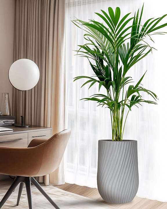 VEL35-LG Напольное кашпо для цветов IDEALIST Премиум Велюр, высокое, Д35 В55 см, светло-серое, 45 литров