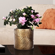 Настольное кашпо IDEALIST LITE Лист, файберстоун, золотистое, Д24 В24 см