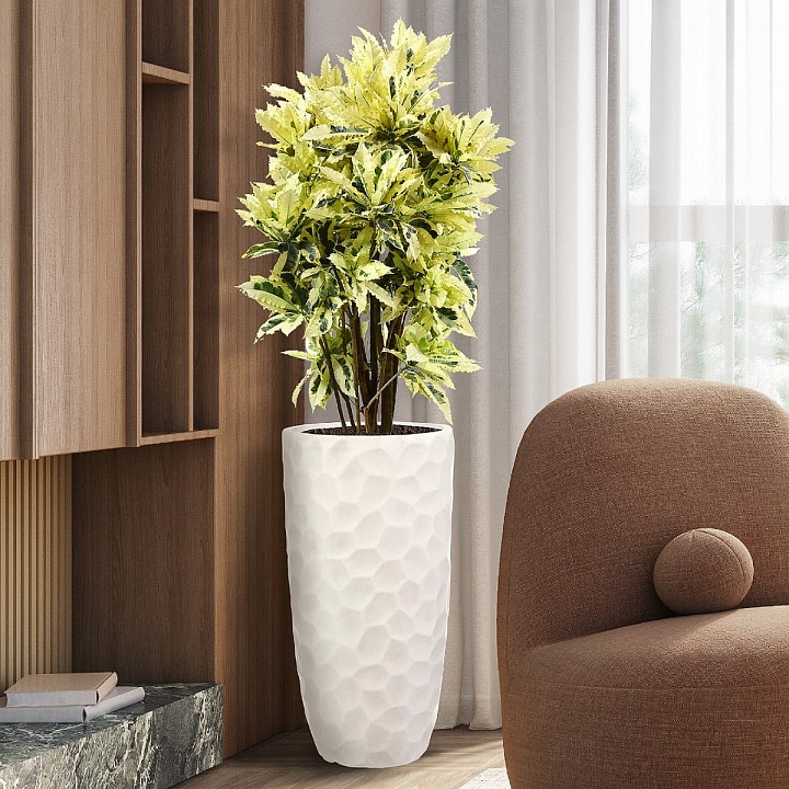 Напольное кашпо IDEALIST LITE Мозаик, ваза, слоновая кость, Д31.5 В61 см