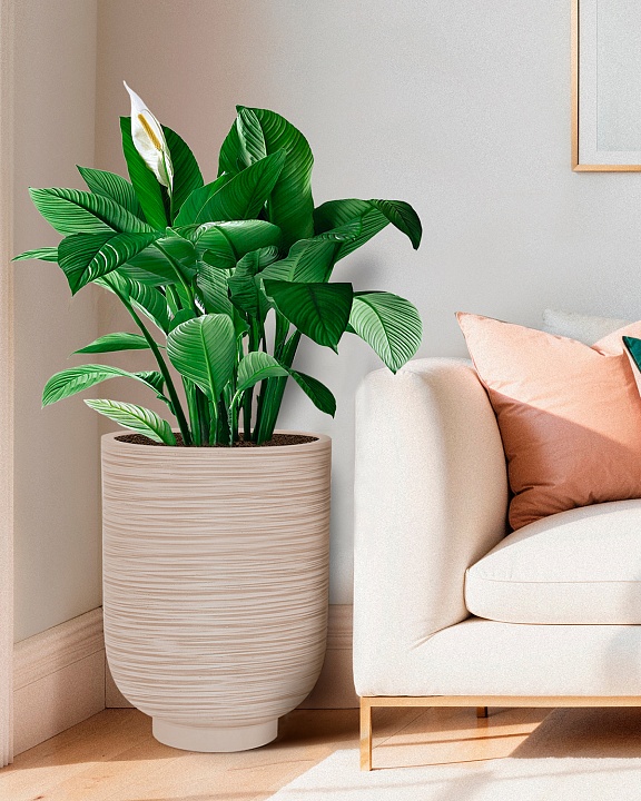 NEO44-BB Напольное кашпо для цветов IDEALIST Премиум Нео, высокое, Д44 В58 см, бежевое, 78 литров