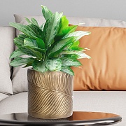 Настольное кашпо IDEALIST LITE Лист, файберстоун, золотистое, Д24 В24 см