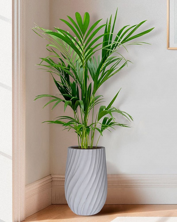 VEL24-LG Напольное кашпо для цветов IDEALIST Премиум Велюр, высокое, Д24 В40 см, светло-серое, 15 литров