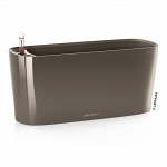 Настольное кашпо с автополивом LECHUZA Дельта 20, с субстратом в комплекте, серо-коричневое, Ш15 Д40 В18 см