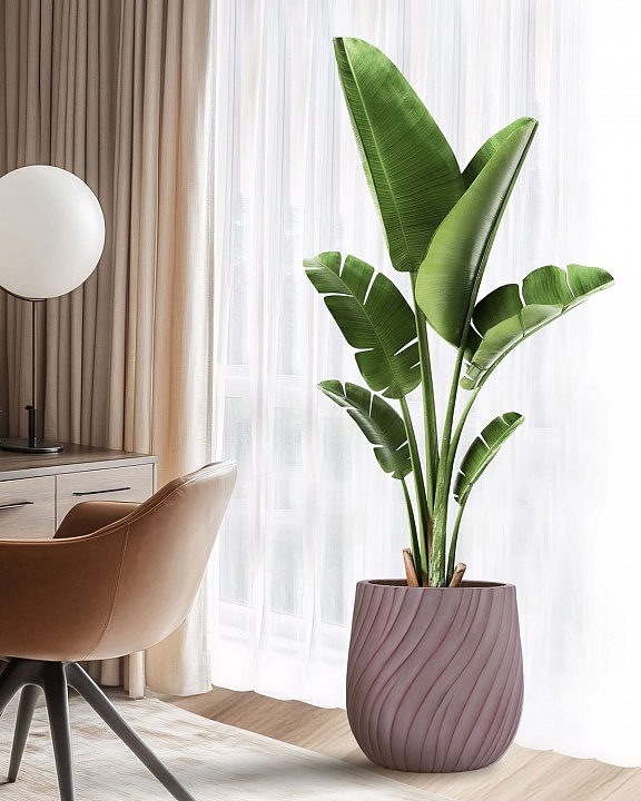 VELRV43-BRN Напольное кашпо для цветов IDEALIST Премиум Велюр, круглое, Д43 В44 см, цвет кофе, 57 литров