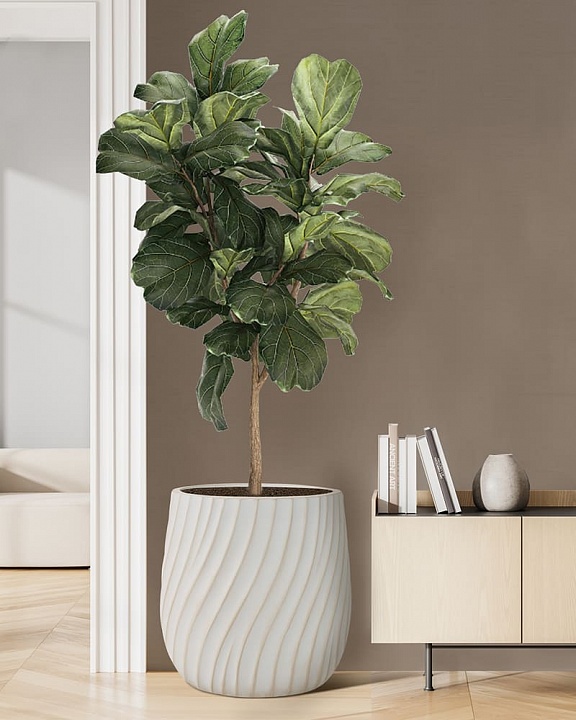 VELRV43-BB Напольное кашпо для цветов IDEALIST Премиум Велюр, круглое, Д43 В44 см, цвет айвори, 57 литров