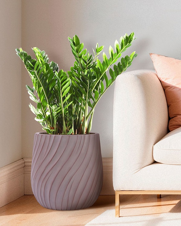 VELRV43-BRN Напольное кашпо для цветов IDEALIST Премиум Велюр, круглое, Д43 В44 см, цвет кофе, 57 литров