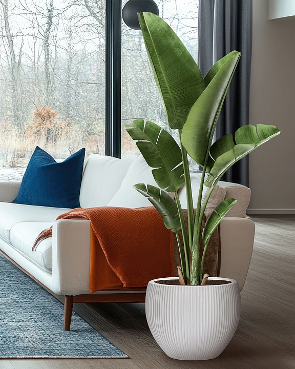 MAR49-AW Напольное кашпо для цветов IDEALIST Премиум Марс, Д49 В38 см, белое, круглое, 55 литров