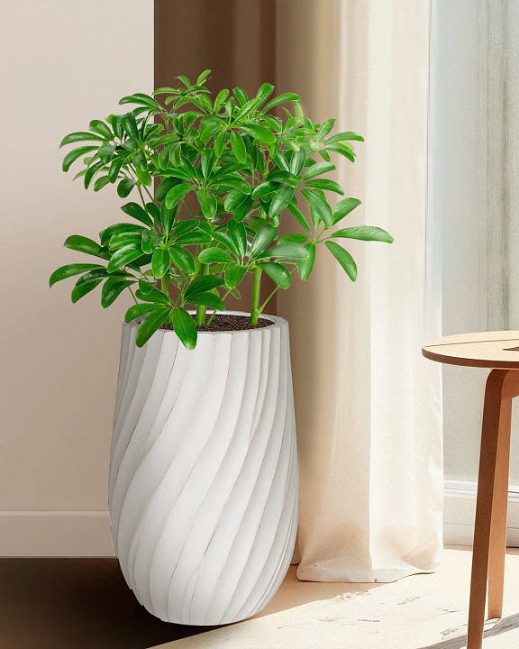 VEL24-BB Напольное кашпо для цветов IDEALIST Премиум Велюр, высокое, Д24 В40 см, цвет айвори, 15 литров