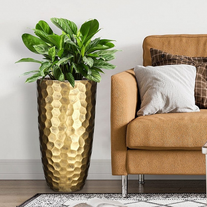 Напольное кашпо IDEALIST LITE Мозаик, ваза, золотое, Д41.5 В77 см