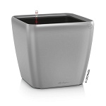 Напольное кашпо с автополивом LECHUZA Квадро 50 ЛС, с субстратом в комплекте, серебряное, Ш50 Д50 В46,5 см