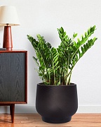 LIR43-BLK Напольное кашпо для цветов IDEALIST Премиум Лира, Д43 В38 см, черное, круглое, 51 литр