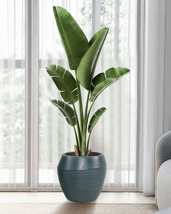 TER33-GRN Напольное кашпо для цветов IDEALIST Премиум Терра, круглое, Д33 В32 см, темно-зеленое, 24 литра