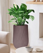 VEL35-BRN Напольное кашпо для цветов IDEALIST Премиум Велюр, высокое, Д35 В55 см, цвет кофе, 45 литров