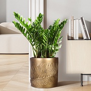 Настольное кашпо IDEALIST LITE Лист, файберстоун, золотистое, Д31 В31 см