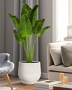 LIR43-AW Напольное кашпо для цветов IDEALIST Премиум Лира, Д43 В38 см, белое, круглое, 51 литр