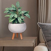 Напольное кашпо IDEALIST LITE Ханни Чаша с подставкой, файберстоун, белое, Д27.5 В25 cм, высота ножек 10 см