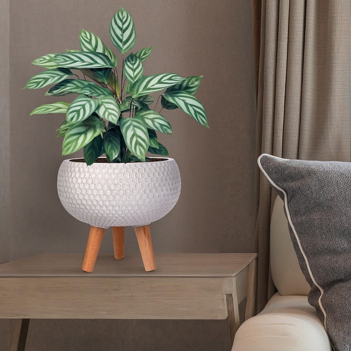 Напольное кашпо IDEALIST LITE Ханни Чаша с подставкой, файберстоун, белое, Д27.5 В25 cм, высота ножек 10 см