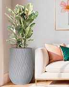 VEL48-LG Напольное кашпо для цветов IDEALIST Премиум Велюр, высокое, Д48 В74 см, светло-серое, 120 литров