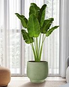 LIR33-GRN Напольное кашпо для цветов IDEALIST Премиум Лира, Д33 В29 см, зеленое, круглое, 22 литра