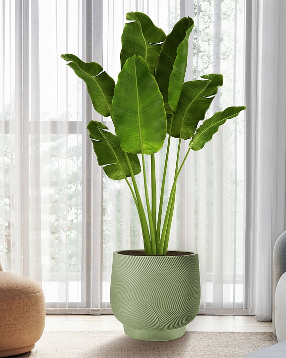 LIR33-GRN Напольное кашпо для цветов IDEALIST Премиум Лира, Д33 В29 см, зеленое, круглое, 22 литра