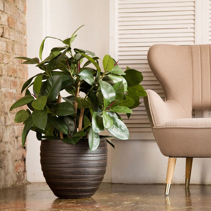 Напольное кашпо IDEALIST LITE Роу, круглое, коричневое, Д36 В31.5 см