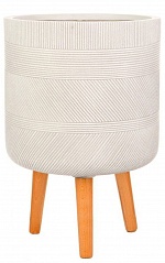 Напольное кашпо IDEALIST LITE Страйп на ножках, круглое, слоновая кость, Д24 В40 см, высота ножек 15 см