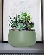 STN24-GRN Настольное кашпо для цветов IDEALIST Премиум Сатин, чаша, Д24 В12 см, зеленое, 5 литров